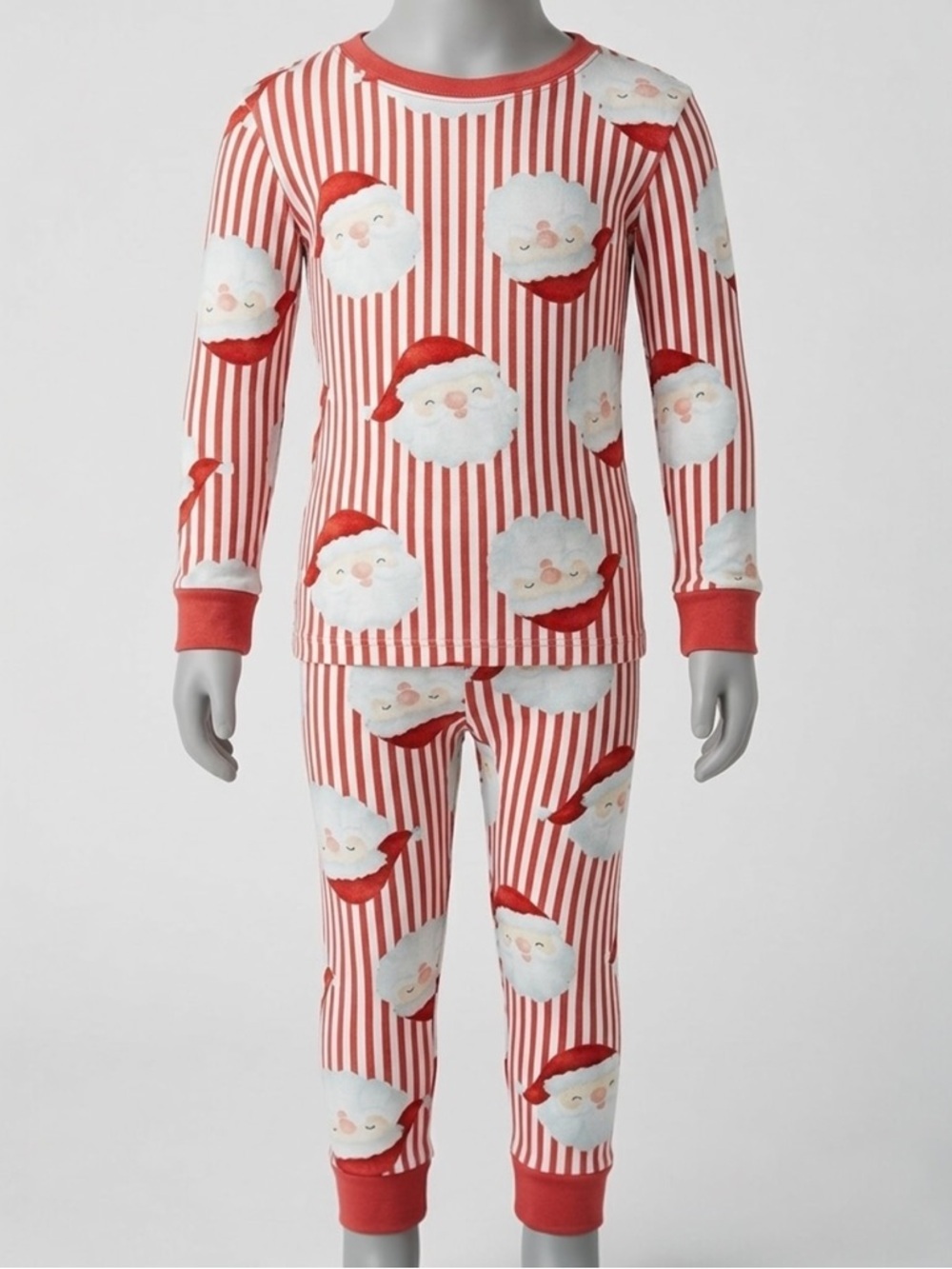Rabbit Bear Organic Christmas Santa Pajamas Striped Snug Fit Toddler Sleepwear